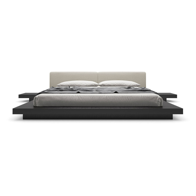 Upholstered Bed, Wenge/White Leather, King