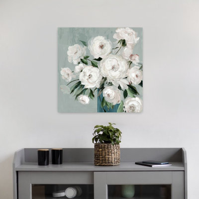 White Flowers Clusters Delicate Elegant Romantic Peony Flower Art
