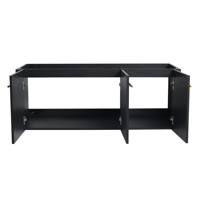 Meuble-lavabo mural noir de 48 po de style contemporain avec contreplaqué et rangement pratique