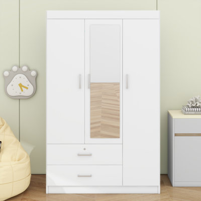 Three Door Mirror Wardrobe with shelves