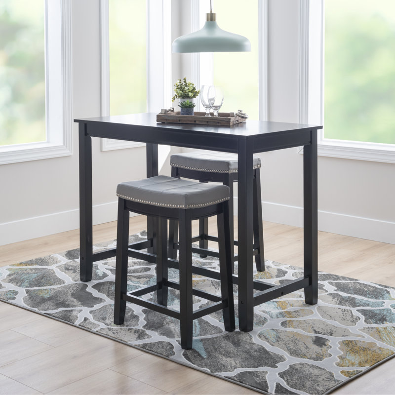 Ensemble de salle à manger à hauteur de bar 4 personnes Arlyce, H 36 po x L 47,25 po x l 23,75 po, Noir, Noir/gris