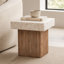 Ensemble de 2 tables d'appoint en oxyde de magnésium de style travertin, intérieur / extérieur avec housses