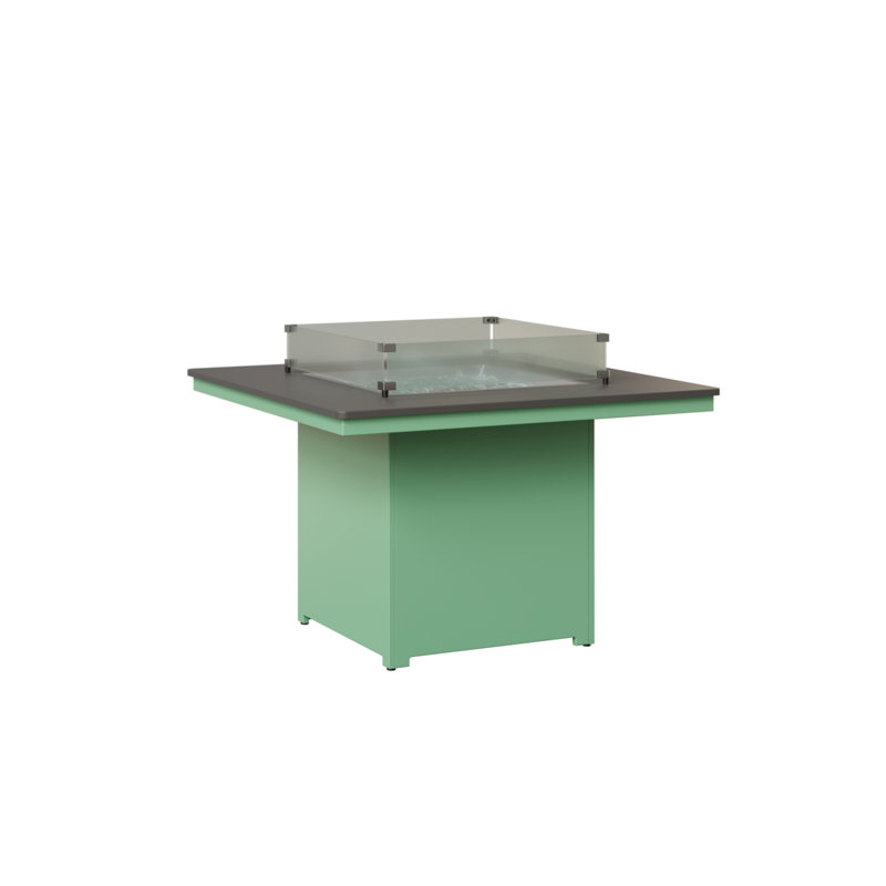 Berlin Gardens Numa Fire Pit Dining Table, Hammered Top Stainless with Mint Base