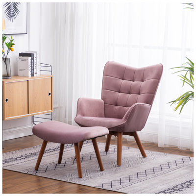 Ensemble de fauteuil d'appoint et repose-pieds en velours soyeux Leiria