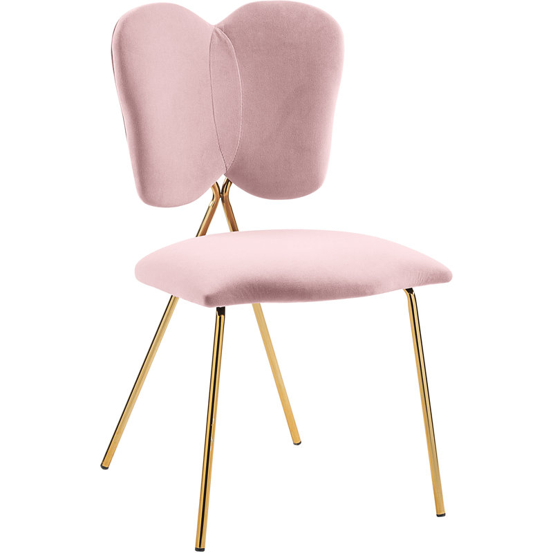 Angel Velvet Upholstered Side Chair, Pink Velvet