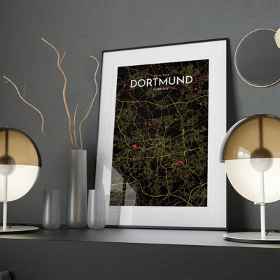 Dortmund City Map in Contrast 1 Piece Wall Art
