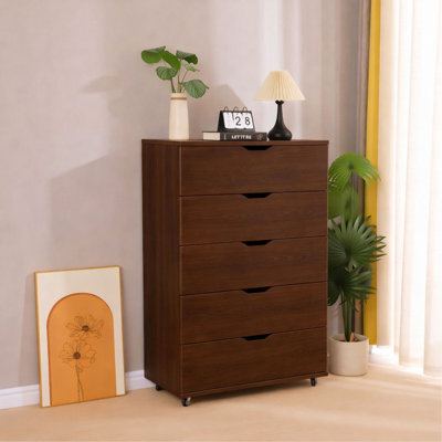 Armoire mobile à 5 tiroirs avec commode à roulettes pour commode de chambre à coucher à 5 tiroirs, l 30,71 po x P 15,75 po x H 44,49 po