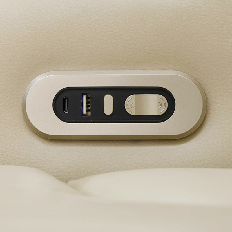Canapé inclinable en cuir Alabaster, avec station de charge sans fil
