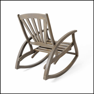 Chaise berçante inclinable en bois franc durable avec design à lattes classique pour une utilisation intérieure et extérieure