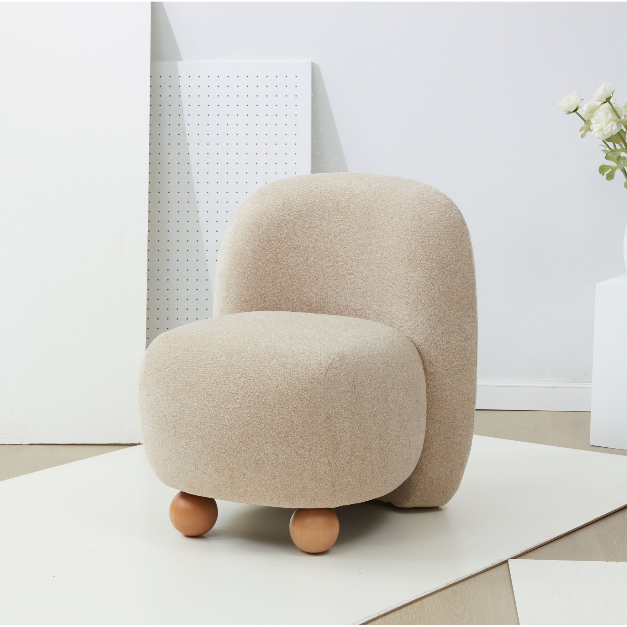 Kalia Bun Foot Accent Chair, Tan Polyester