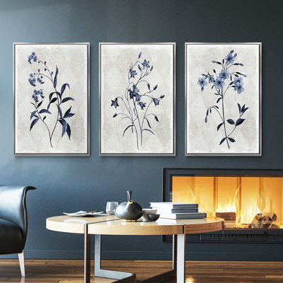 Harlequin Botanical I, ensemble de 3 toiles encadrées sur toile