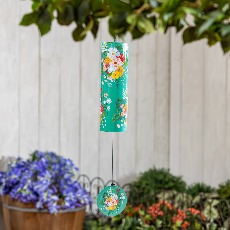 Carillon à cylindre en métal Green Florals, 36 po