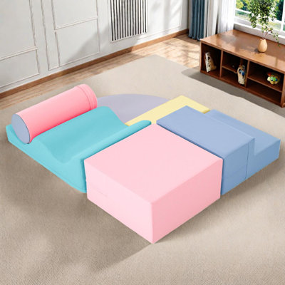Ensemble de jeu en mousse souple 6 pièces pour enfants, escalade, rampe, tapis et tapis