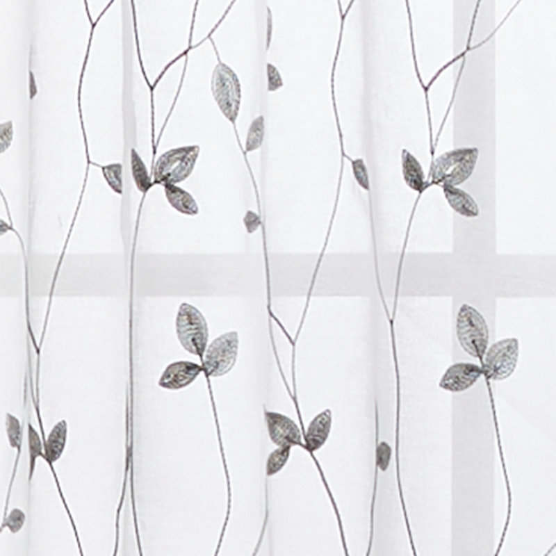 White Botanical Embroidery Sheer 84" Curtain Panel Pair