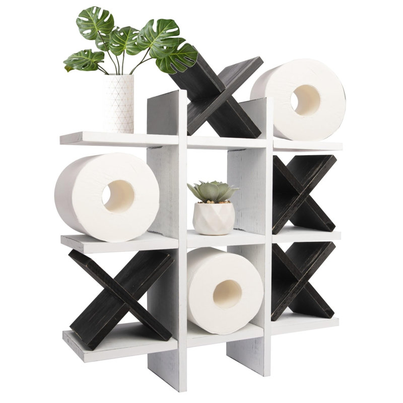 Dhaill Square Wood Tiered Shelf, White