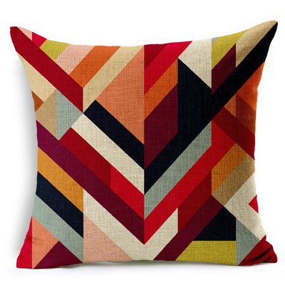 Set of 2 Geometric Abstract Pattern Throw Pillow with Insert – Colorful Decorative Cushion 18"x18"