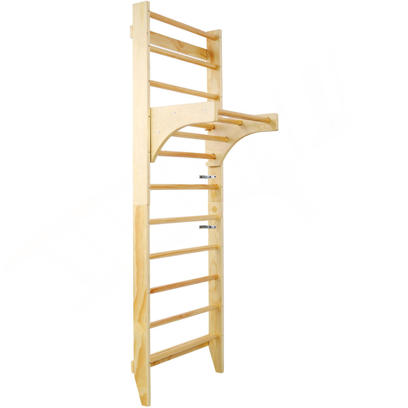 Échelle suédoise en bois, barres de décrochage pour la thérapie physique et la gymnastique (avec barre de traction réglable)