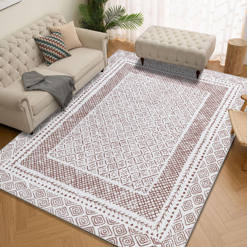 Tapis brun chaud Boho, Rectangle 5 pi x 7 pi