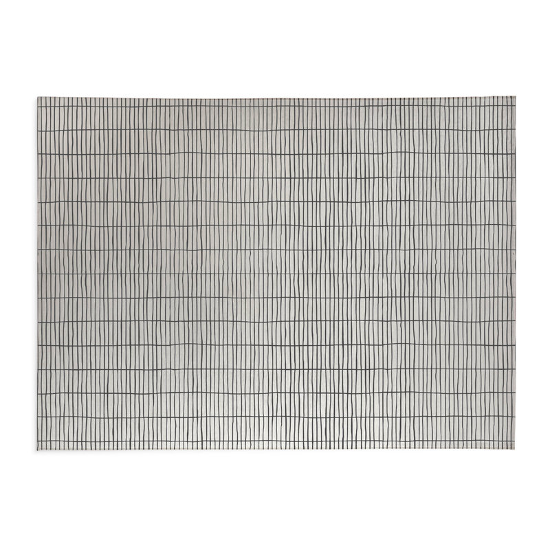 Tapis de cuisine antidérapant léger Snow Fence, Rectangle 5 pi x 7 pi, Ivoire/gris anthracite