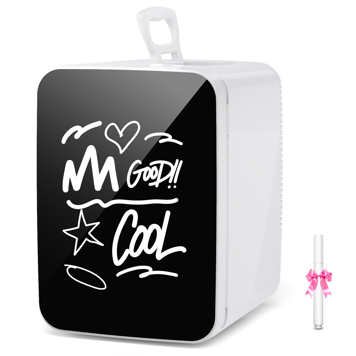 Mini Fridge For Bedroom, Portable Cooler For Cosmetics, Food & Drinks, Temper Glass Door With Doodle Pen | Fridge.com