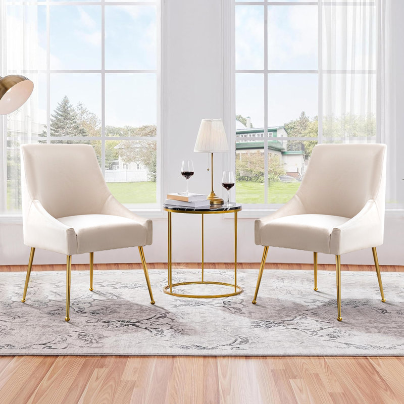  Chaise d'appoint rembourrée Krafick, Velours blanc