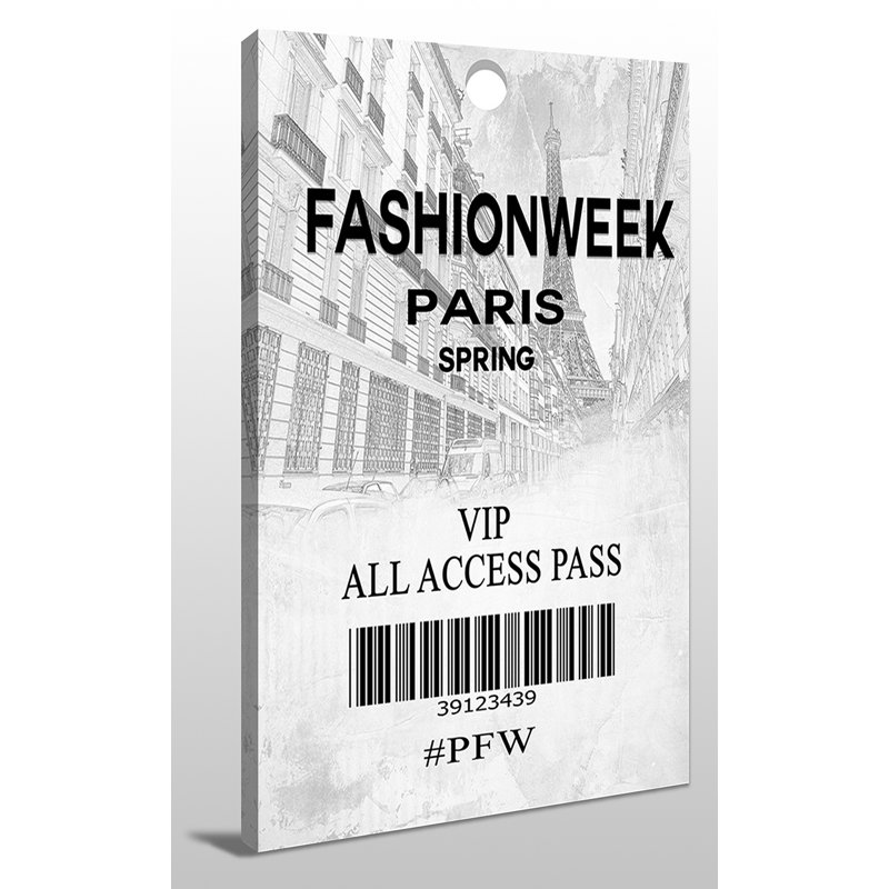 « mode week paris », art textuel sur toile, H 40 po x l 24 po x P 1 po, Toile tendue