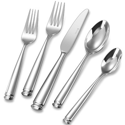 Regal 20-Piece Stainless Steel Silverware Set, 18/10 Dishwasher Safe Flatware With Tapered Column Handles For Formal And Everyday Dining