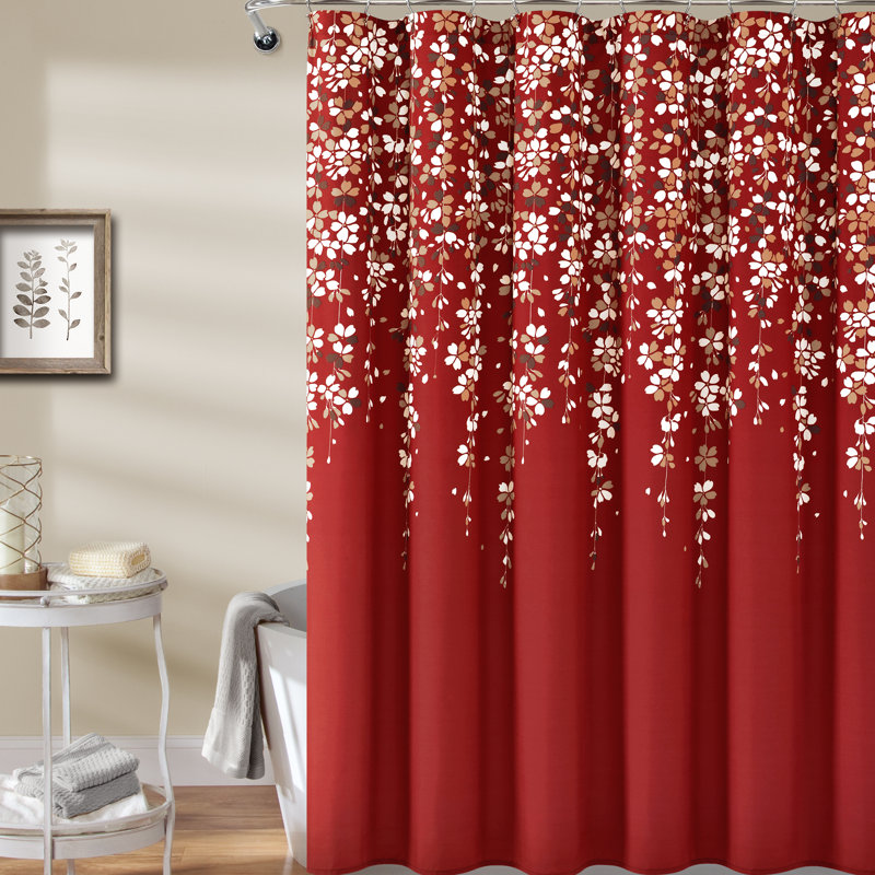 Anatoli Polyester Shower Curtain, Red