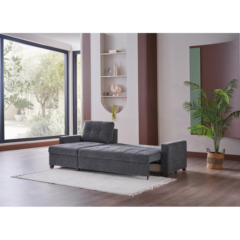 Upholstered Sectional, Left Hand Facing, Dark Gray Fabric