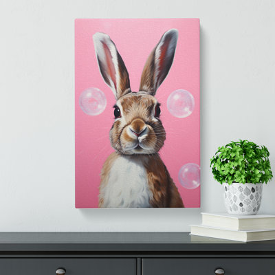 Hare Bubble Gum No.2 - Wrapped Canvas