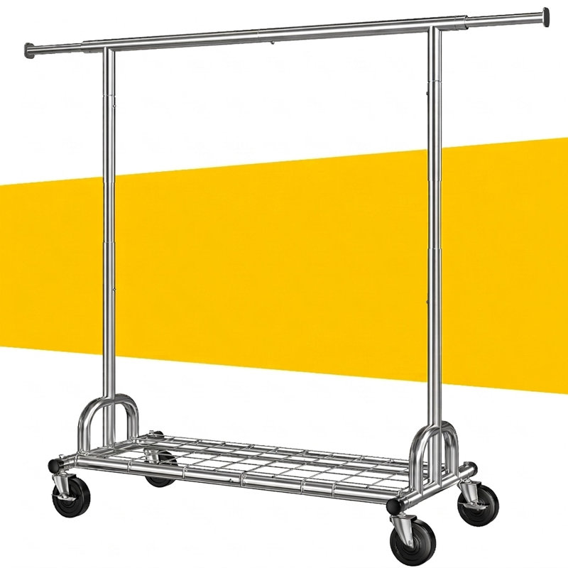Mardelle 75“W  Adjutable Clothes Hanging Rack Loads 460 LBS  Metal Clothes Rack Heavy Duty Garment Rack, Silver