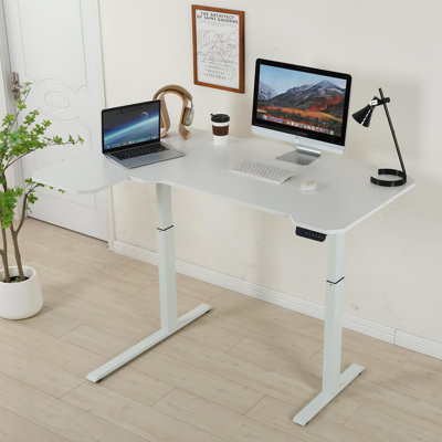 Louwra 59'' Dual Motor Height Adjustable L-shaped Standing Desk