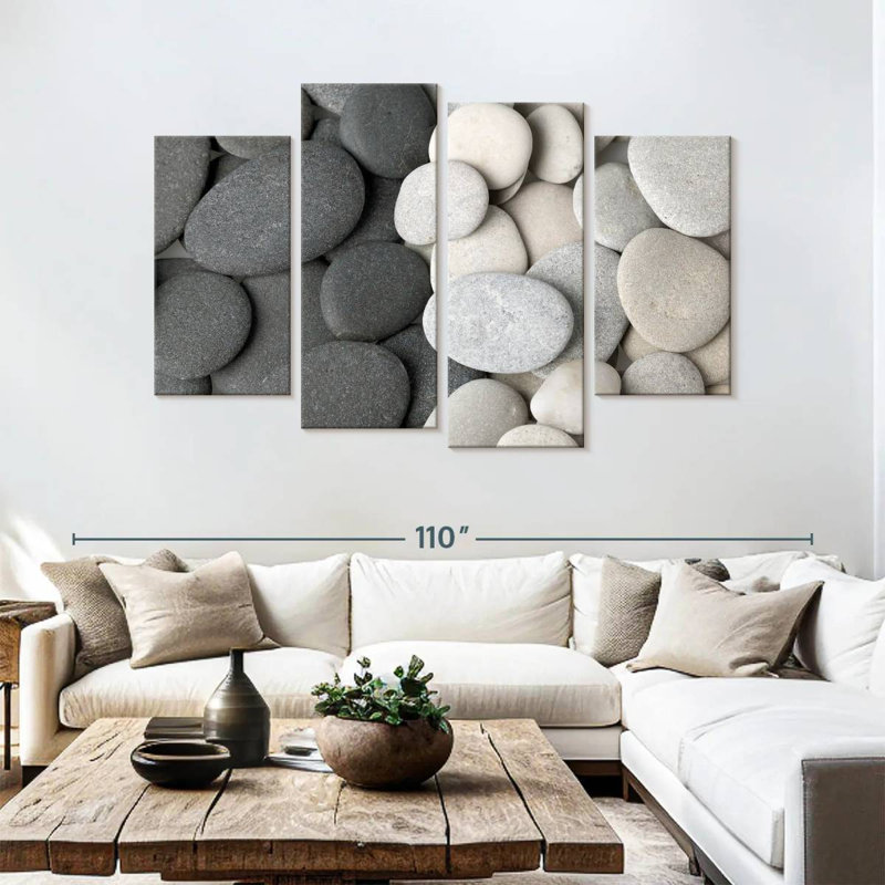 Alvord pierres noires et blanches, H 54 po x l 84 po