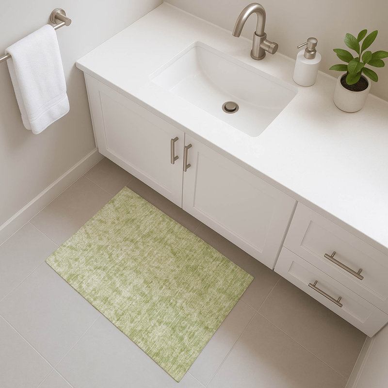 Premium Machine Washable Honig AMF1659 Damask Rug, Rectangle 1'8" x 2'6"