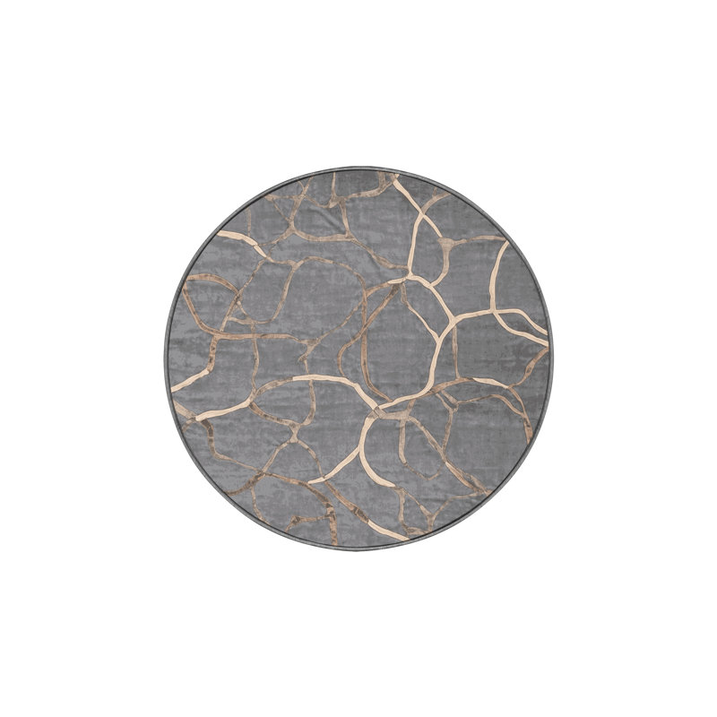 Machine Washable Gray Area Rug, Round 4'
