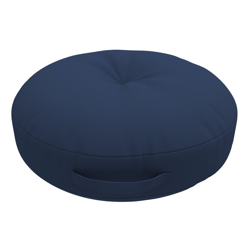 Sunbrella Indoor/Outdoor Floor Pillow, 26 Inch Circular Cushion Cover with Insert, Canvas Navy, Circular 26"