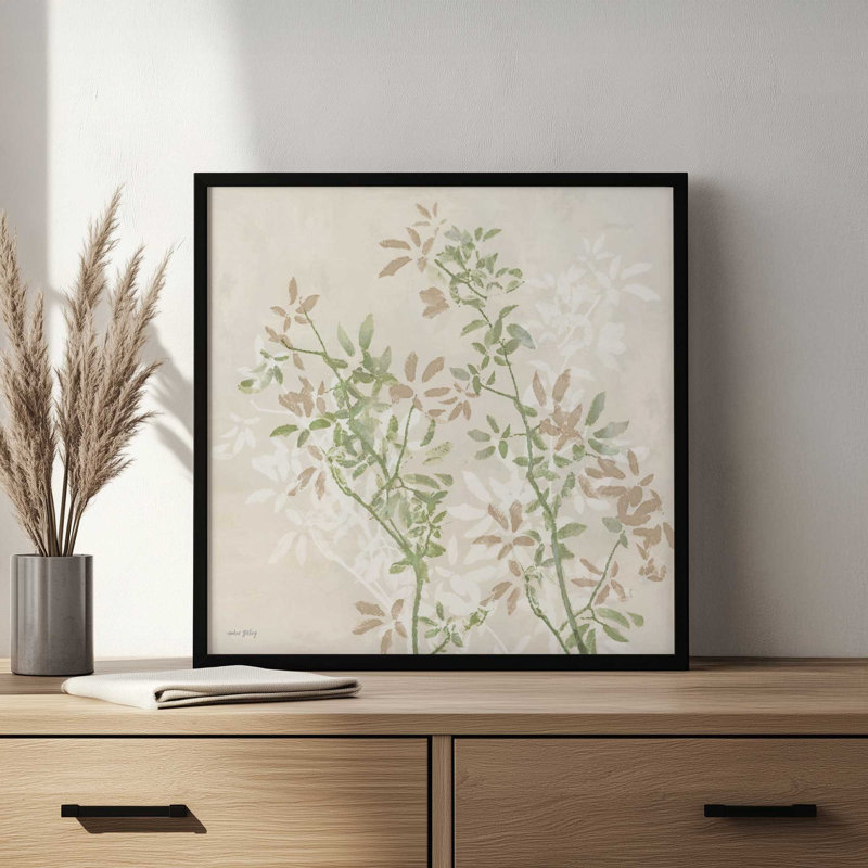 «Olive Leaf Silhouettes» par Amber Sterling, reproduction d'art, L 36 x H 36, Doré, Impression encadrée