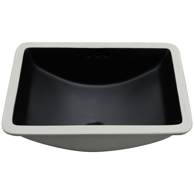 Lavabo encastré en céramique noire de 18,78 lb, conception épurée, teinture, installation peu encombrante, esthétique moderne, finition, conception à débordement pratique