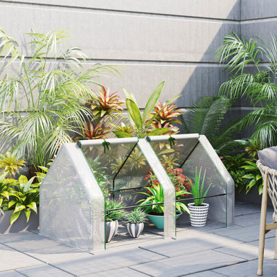 White Portable Mini Greenhouse 6' L X 3' W H For Outdoor Gardening With - Protected Pe Cover And Structural Strength Integrity