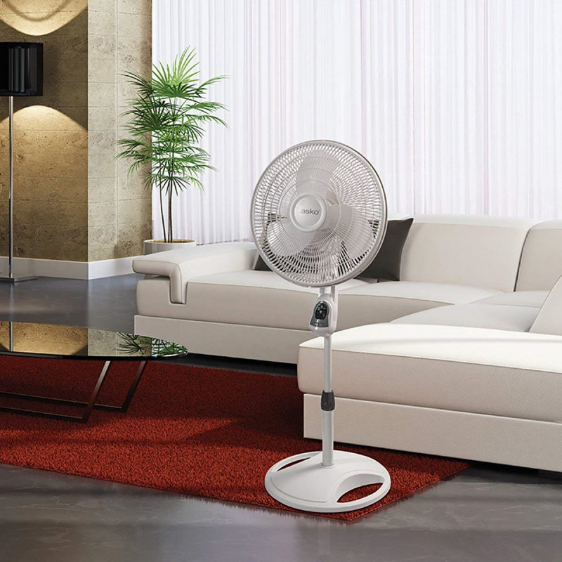 White Adjustable Height Oscillating Floor Fan with Remote Control