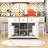 Kitchen Island Set with 2 Bar Stools, Integrated Power Outlets and Expandable Storage-554535753
