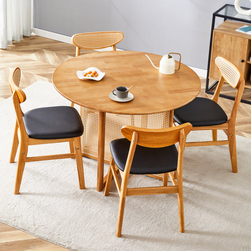 Caleia 42'' Round Dining Table Set, Natural, 5