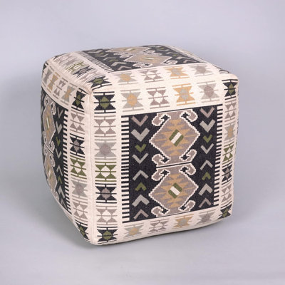 Shades of Tribal Print Woven Pouf Ottoman