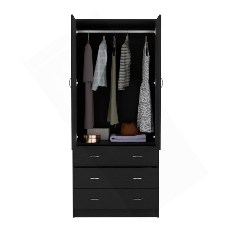 Armoire Ramey, chambre à coucher, noir, Noir