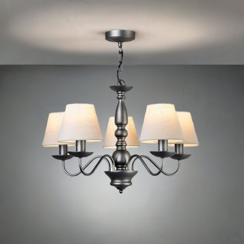 Avon 5-Light Shaded Chandelier, Pewter Grey