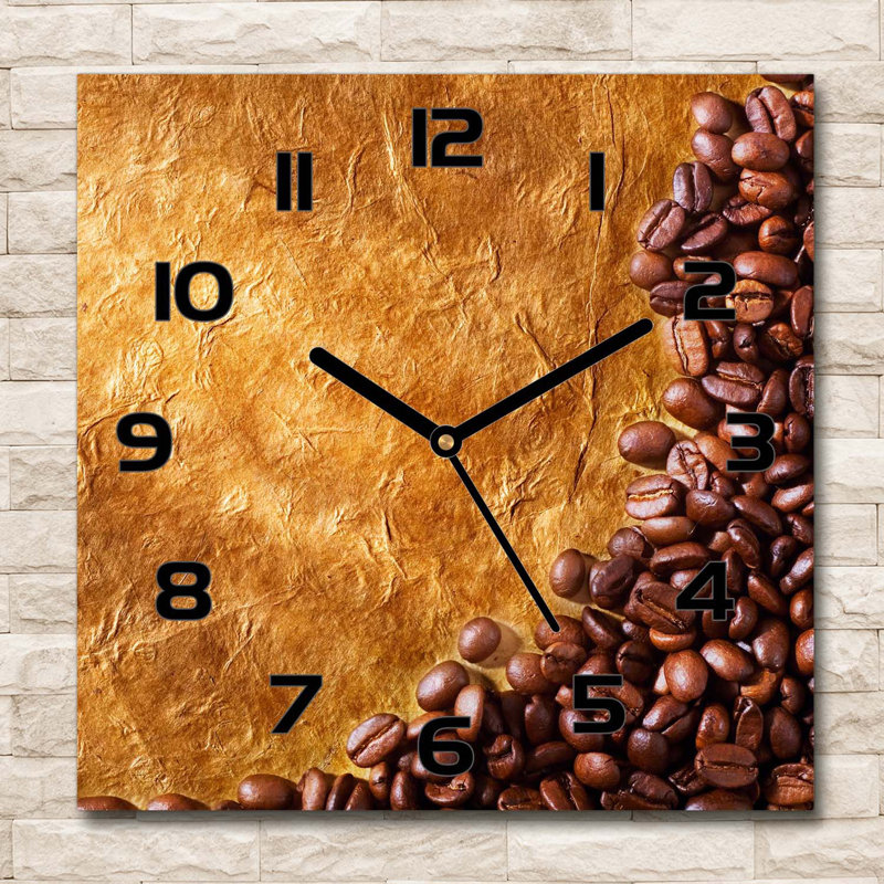 Imalay Glass Wall Clock, Black/Coffee/Orange