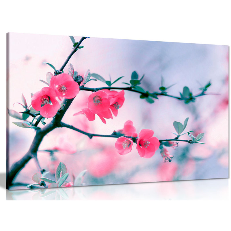 Floral Blooming Spring Purple Flowers On Tree - Wrapped Canvas Print, 20cm H x 31cm W