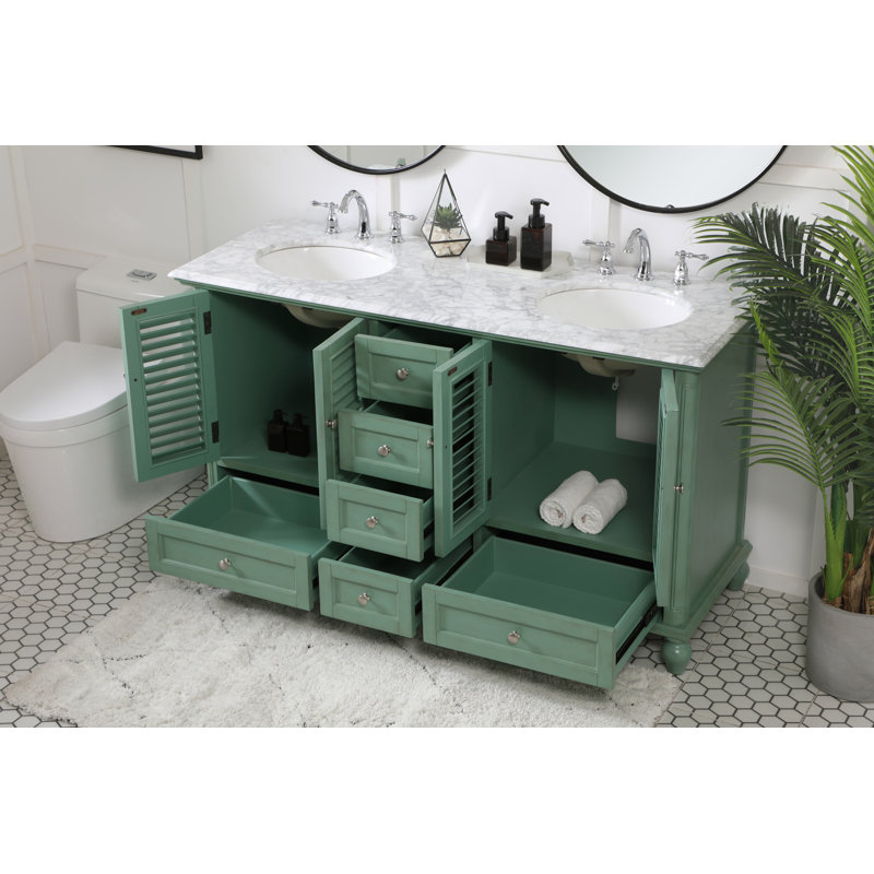 Ensemble de meuble-lavabo double 60 po Hansford, Vert clair