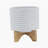 8" TEXTURED PLANTER W/ STAND, WHITE