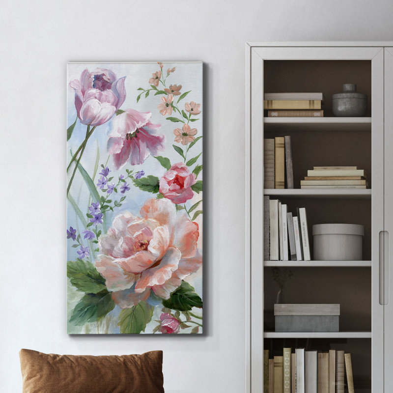 «Romantic Botanical II», reproduction d'art sur toile tendue, H 40 po x l 20 po x P 1 po